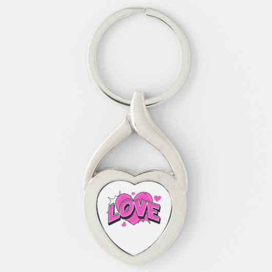 ツイストハートメタルキーチェーン LOVE キーホルダー (正面)