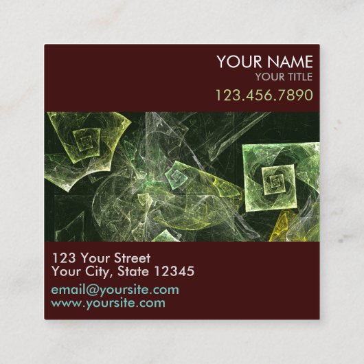 ツイストバランス抽象芸術アートプロフェッショナル スクエア名刺 (裏面)