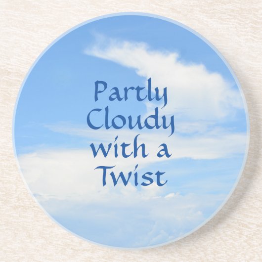 ツイストブルーと白の部分的に曇った空 コースター (正面)