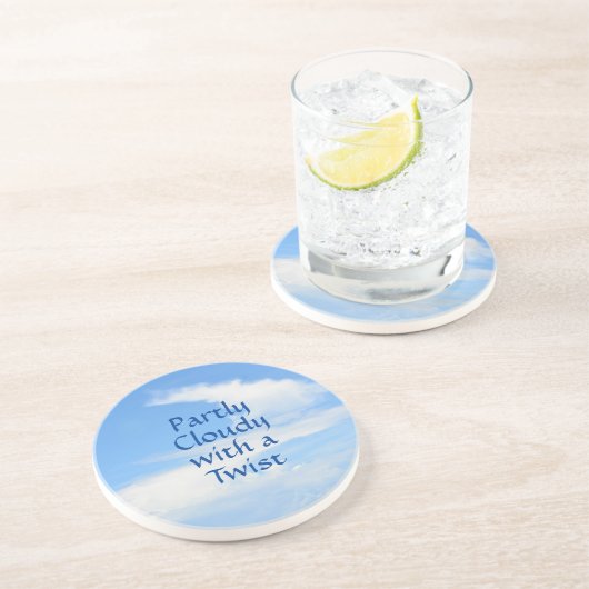 ツイストブルーと白の部分的に曇った空 コースター (側面)