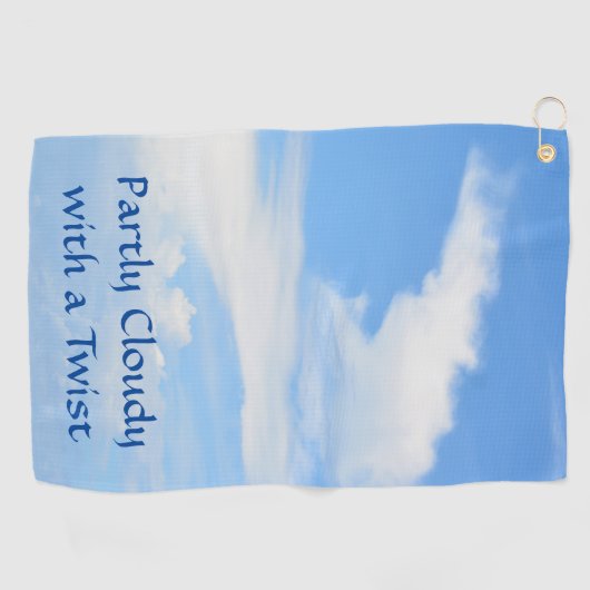 ツイストブルーと白の部分的に曇った空 ゴルフタオル (横)
