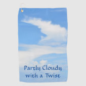 ツイストブルーと白の部分的に曇った空 ゴルフタオル (正面)