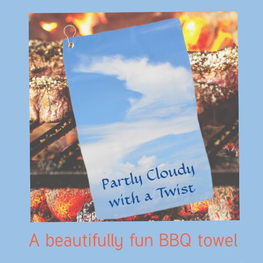 ツイストブルーと白の部分的に曇った空 ゴルフタオル