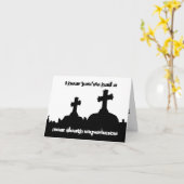 ツイストユーモア墓地シルエット誕生日 カード (黄色い花)