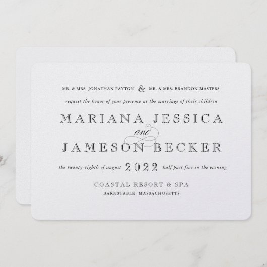 ツイスト伝統的結婚式招待状をモダン使用して 招待状 (正面/裏面)