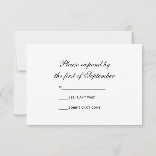 ツイスト真珠ウェディングRSVP応答カード 出欠カード (裏面)