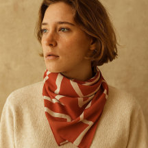 ツイスト&ターンレッドホワイトシフォンスカーフ