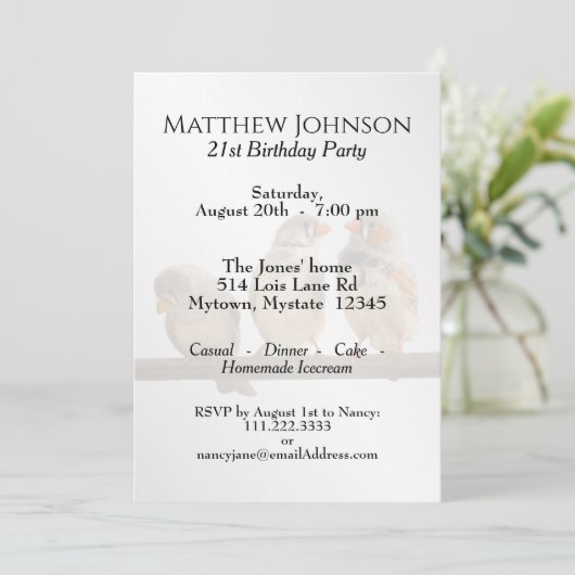 ツイッターでフィンチを3回、動物の鳥の写真を撮る 招待状 (スタンド正面)