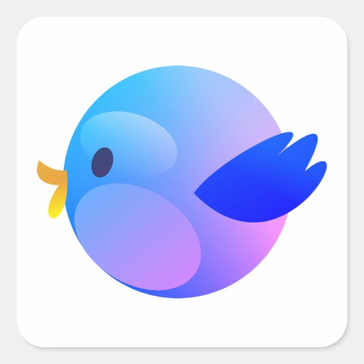 ツイッター、ツイート、鳥 スクエアシール (正面)