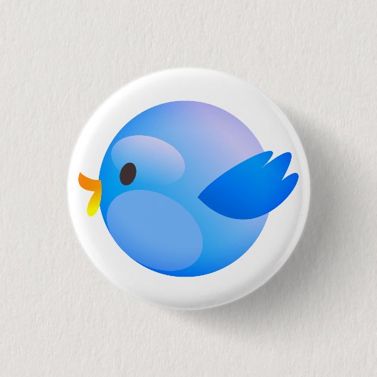 ツイッター、ツイート、鳥 缶バッジ (正面)