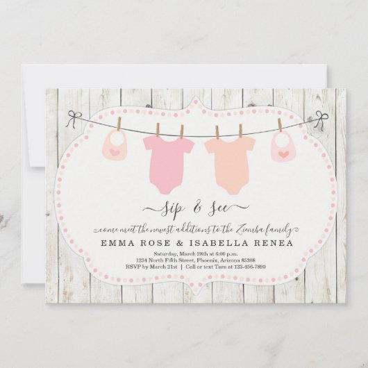 ツイパーソナライズされたンガールズシップ&シー招待状 招待状 (正面)