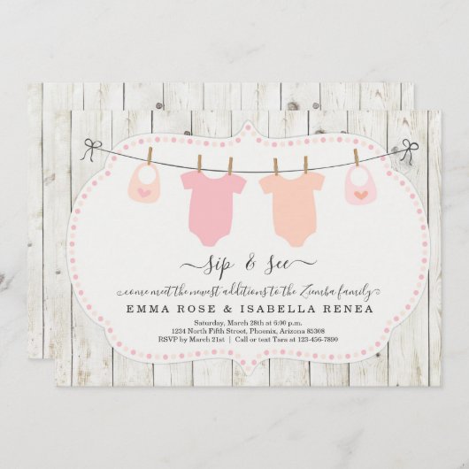 ツイパーソナライズされたンガールズシップ&シー招待状 招待状 (正面/裏面)