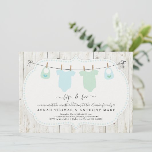 ツイパーソナライズされたンボーイズsipとシー招待状 招待状 (スタンド正面)