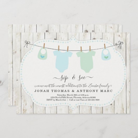 ツイパーソナライズされたンボーイズsipとシー招待状 招待状 (正面/裏面)