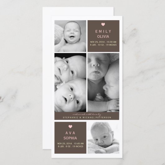 ツイモダンンガールズ写真ベビー誕生発表 案内状 (正面/裏面)