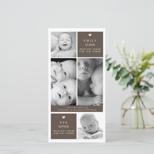 ツイモダンンガールズ写真ベビー誕生発表 案内状 (スタンド正面)