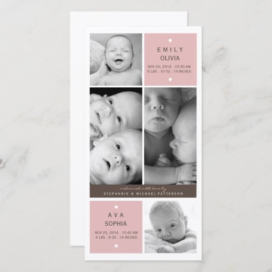 ツイモダンンガールズ写真ベビー誕生発表 案内状 (正面/裏面)