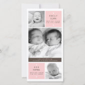 ツイモダンンガールズ写真ベビー誕生発表 案内状 (正面)