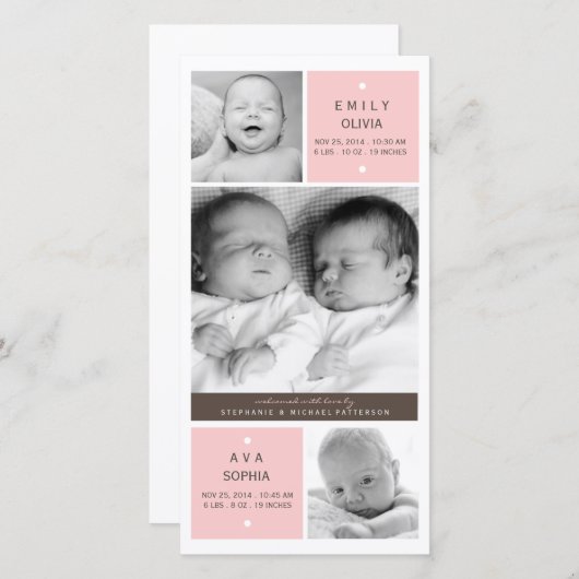 ツイモダンンガールズ写真ベビー誕生発表 案内状 (正面/裏面)