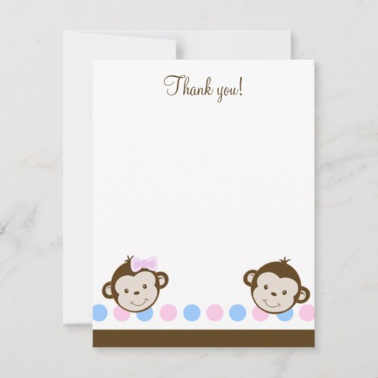 ツイモダンンモンキーボーイ/ガール4x5 Flatありがとうご注意 ノートカード (正面)