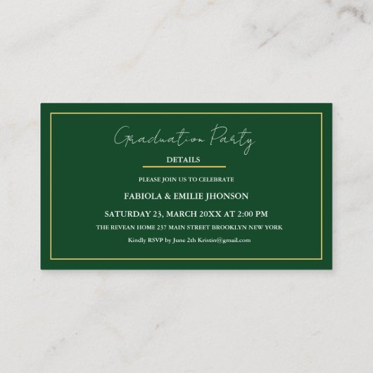 ツイモダンン卒業名カード挿入金ゴールド枠 コーリングカード (裏面)