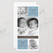 ツイモダンン・ボーイズ写真ベビー誕生発表 案内状 (正面/裏面)