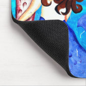 ツインのブルネットの人魚の口 マウスパッド (コーナー)