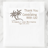 ツインのヤシの木の茶色のトロピカル 長方形シール (バッグ)