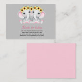ツインの女の子はヒマワリのリースでピンクの象 エンクロージャーカード (正面/裏面)