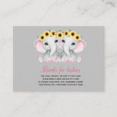 ツインの女の子はヒマワリのリースでピンクの象 エンクロージャーカード (正面)