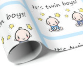 ツインの男の子のギフトラップ、赤ちゃんシャワーのギフトラップ ラッピングペーパー (ロールコーナー)