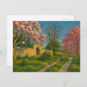 ツインの花 – 静かなガーデン絵を描パス ポストカード (正面/裏面)