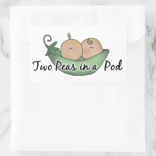 ツインの2つのエンドウのステッカー 長方形シール (バッグ)