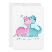 ツインアクアアンドピンク恐竜招待状