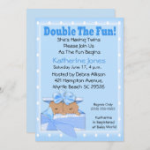 ツインアフリカンアメリカンボーイズベビーシャワー招待状 招待状 (正面/裏面)