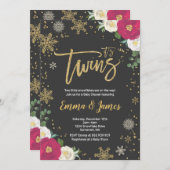 ツインウィンターベビーシャワー招待状ツインクリスマス 招待状 (正面/裏面)