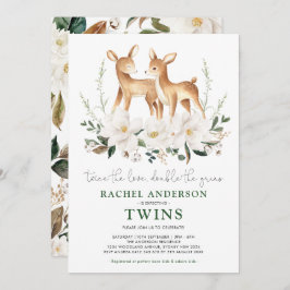 ツインエレガントディアホワイトフラワーベビーシャワー 招待状