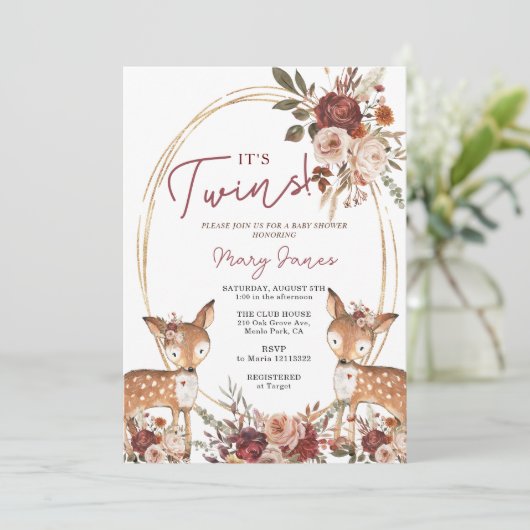 ツインエレガントディアマルサラフラワーベビーシャワー 招待状 (スタンド正面)