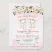 ツインエレファントフローラベビーシャワー招待状 招待状 (正面)