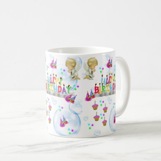 ツインエンジェルズマグハッピーバースデーマグ コーヒーマグカップ (正面右)