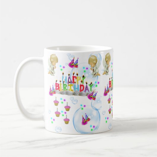ツインエンジェルズマグハッピーバースデーマグ コーヒーマグカップ (左)