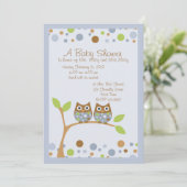 ツインオウルベイビーシャワー招待状 招待状 (スタンド正面)