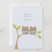 ツインオウルベイビーシャワー招待状 招待状 (裏面)