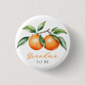 ツインオレンジ色の赤ちゃんシャワーおばあちゃんになる 缶バッジ (正面)