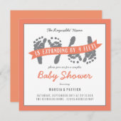 ツインカップルズシャワー招待状インピーチ 招待状 (正面/裏面)