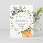 ツインカボチャの赤ちゃんシャワー、2つの小さなカボチャの秋 招待状 (スタンド正面)