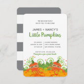 ツインカボチャベビーシャワーボーイガールの黒い肌色 招待状 (正面/裏面)