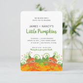 ツインカボチャベビーシャワーボーイガールの黒い肌色 招待状 (スタンド正面)