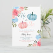 ツインカボチャ性別リビールグリーン招待状 招待状 (スタンド正面)