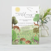 ツインカラフルウッドランドかわいい動物の赤ちゃんシャワー 招待状 (スタンド正面)